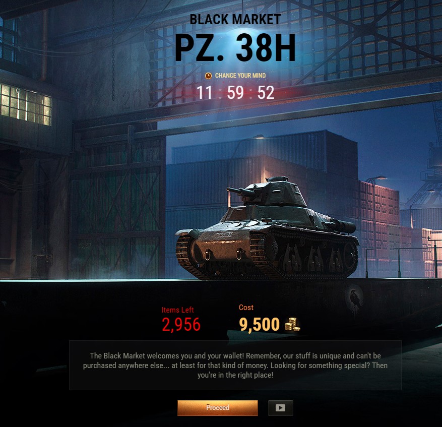 World of Tanks Black Market – 9TH OFFER – Pz.Kpfw. 38H 735 (f) - The  Armored Patrol
