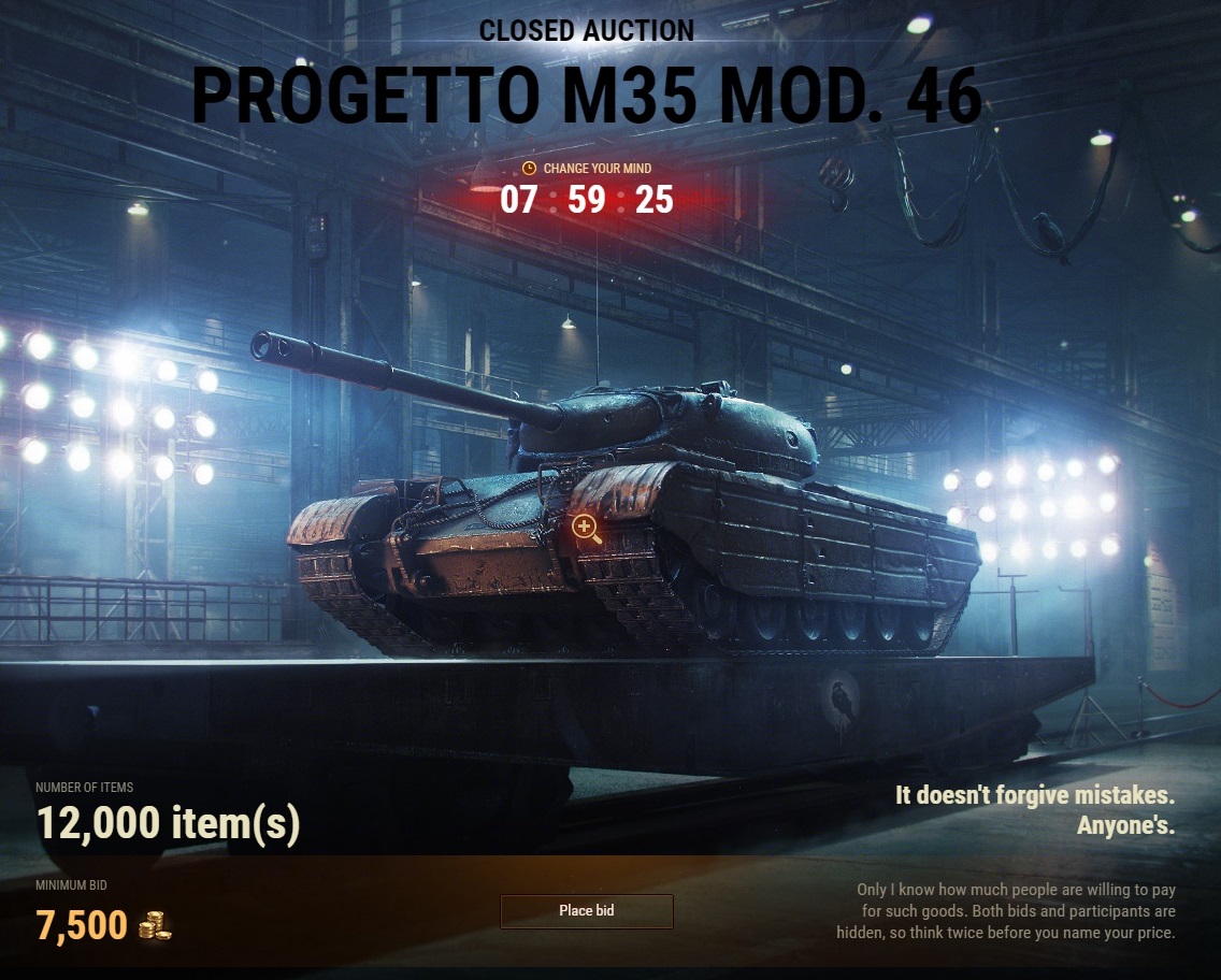 Black Market 21 Day 7 Offer 2 Closed Auction Progetto M35 Mod 46 The Armored Patrol